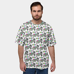 Футболка оверсайз мужская Паттерн детский со Змеем Горынычем, цвет: 3D-принт — фото 2
