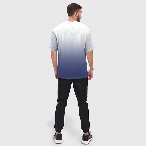 Мужская футболка оверсайз Туманный градиент бело-синий / 3D-принт – фото 4