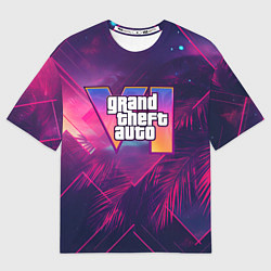 Футболка оверсайз мужская GTA 6 summer logo, цвет: 3D-принт