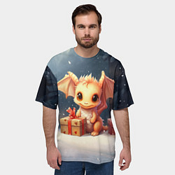 Футболка оверсайз мужская Дракон тайный повелитель елок, цвет: 3D-принт — фото 2