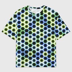 Футболка оверсайз мужская Светящиеся соты, цвет: 3D-принт