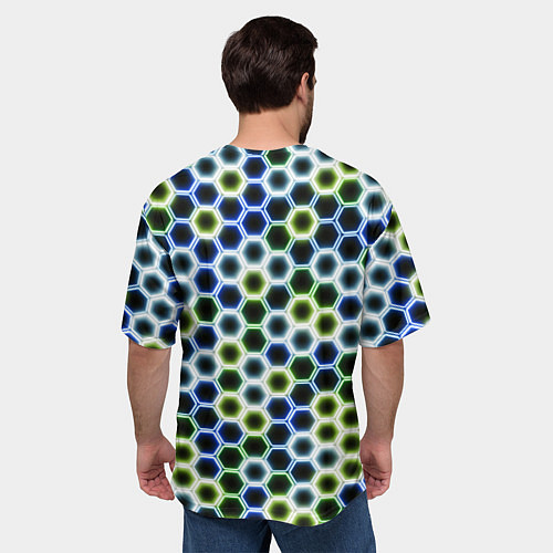 Мужская футболка оверсайз Светящиеся соты / 3D-принт – фото 4