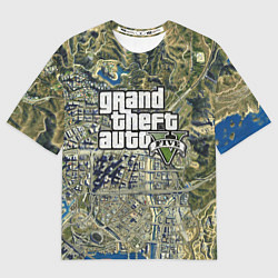 Футболка оверсайз мужская GTA 5 карта, цвет: 3D-принт