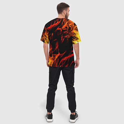 Мужская футболка оверсайз Battlegrounds flame / 3D-принт – фото 4