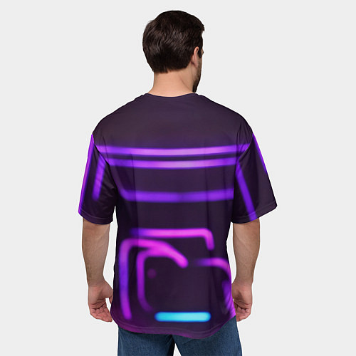 Мужская футболка оверсайз Неоновый футуристичный гонщик / 3D-принт – фото 4