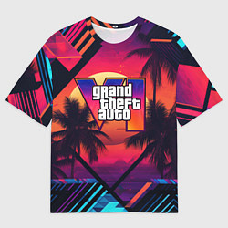 Мужская футболка оверсайз GTA 6 аbstract logo
