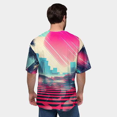 Мужская футболка оверсайз GTA 6 retro abstract / 3D-принт – фото 4