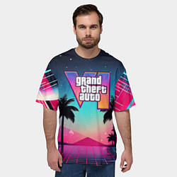 Футболка оверсайз мужская GTA 6 summer abstract, цвет: 3D-принт — фото 2