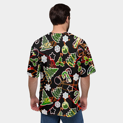 Мужская футболка оверсайз Ёлочные игрушки и ёлки / 3D-принт – фото 4