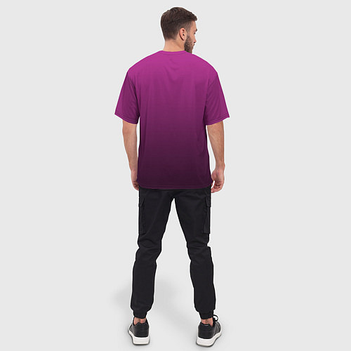 Мужская футболка оверсайз Вишневый и черный градиент / 3D-принт – фото 4