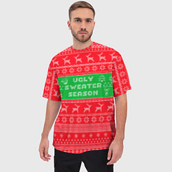 Футболка оверсайз мужская Ужасный новогодний свитер, цвет: 3D-принт — фото 2