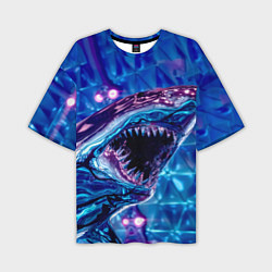Мужская футболка оверсайз Фиолетовая акула