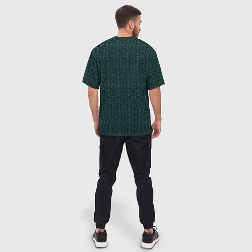 Мужская футболка оверсайз Ажурный тёмно-зелёный / 3D-принт – фото 4