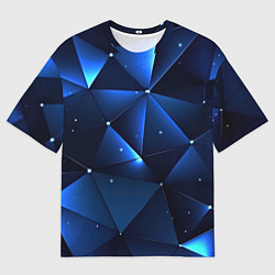 Мужская футболка оверсайз Синяя геометрическая абстракция