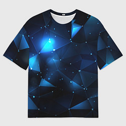 Футболка оверсайз мужская Синяя геометрическая абстракция, цвет: 3D-принт
