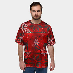 Футболка оверсайз мужская Рождественские узоры снежинки, цвет: 3D-принт — фото 2