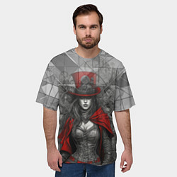 Футболка оверсайз мужская Девушка в цилиндре, цвет: 3D-принт — фото 2