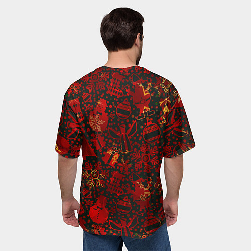 Мужская футболка оверсайз Ёлочные игрушки и ёлки / 3D-принт – фото 4