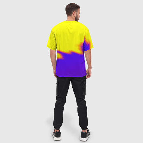 Мужская футболка оверсайз НБА баскетбол краски неоновые желтые / 3D-принт – фото 4