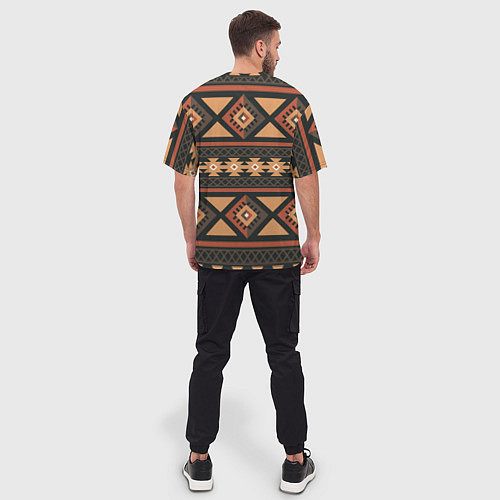 Мужская футболка оверсайз Этническая геометрия с ромбами - паттерн / 3D-принт – фото 4