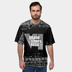 Футболка оверсайз мужская GTA 6 следы шин, цвет: 3D-принт — фото 2