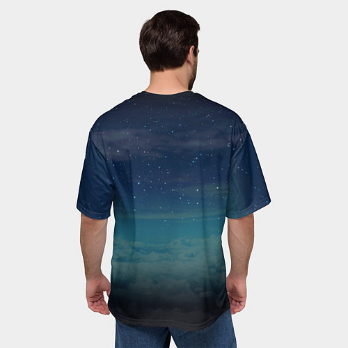 Мужская футболка оверсайз Дракон на скале на фоне луны / 3D-принт – фото 4