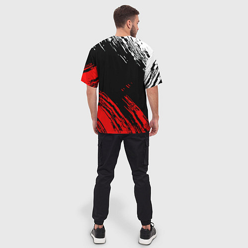 Мужская футболка оверсайз ФК Манчестер Юнайтед спортивные краски / 3D-принт – фото 4