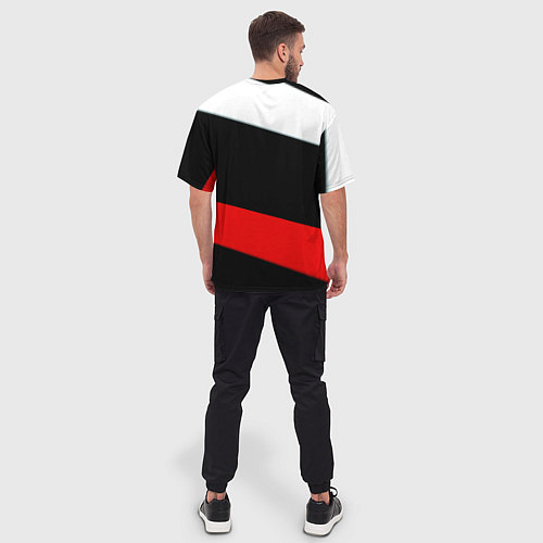 Мужская футболка оверсайз Barcelona stripes sport / 3D-принт – фото 4