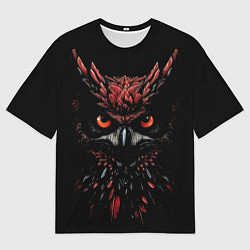 Мужская футболка оверсайз Красно черная сова