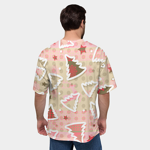 Мужская футболка оверсайз Розовые узоры ёлки / 3D-принт – фото 4
