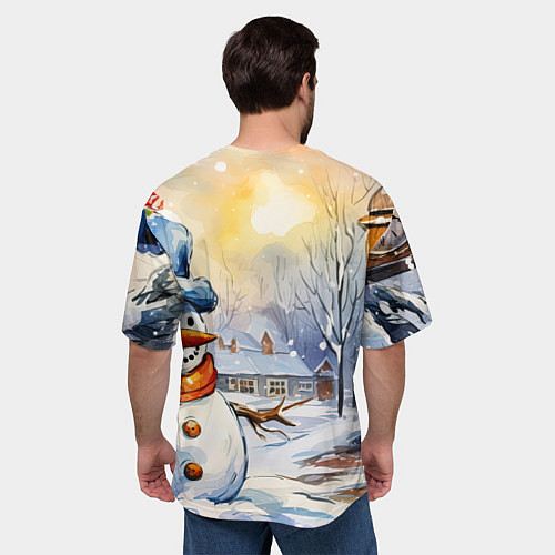 Мужская футболка оверсайз Зелено-оранжевый дракон / 3D-принт – фото 4