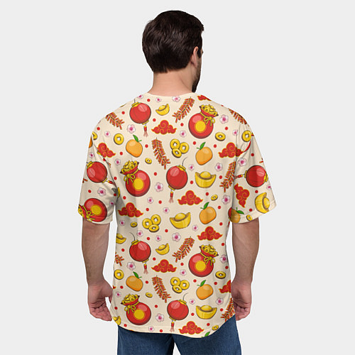 Мужская футболка оверсайз Символы богатства в паттерне / 3D-принт – фото 4