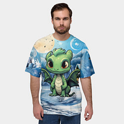 Футболка оверсайз мужская Зеленый символ года 2024, цвет: 3D-принт — фото 2