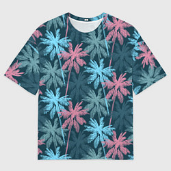 Футболка оверсайз мужская Паттерн - пальмы, цвет: 3D-принт