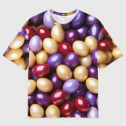 Мужская футболка оверсайз Красные и фиолетовые пасхальные яйца