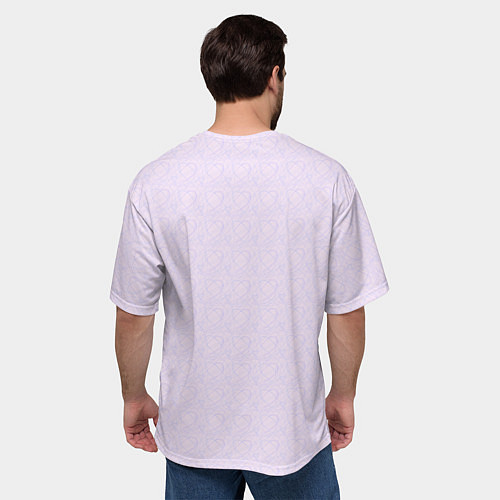 Мужская футболка оверсайз Бледный паттерн контуров сердец / 3D-принт – фото 4