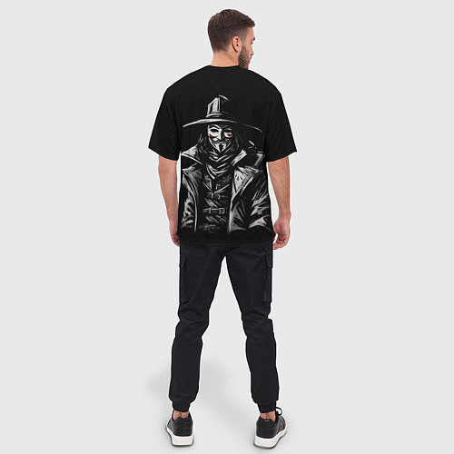 Мужская футболка оверсайз Гай фокс на чёрном фоне / 3D-принт – фото 4