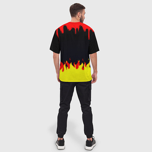 Мужская футболка оверсайз Valorant flame texture games / 3D-принт – фото 4