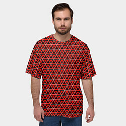 Футболка оверсайз мужская Красные и чёрные треугольники, цвет: 3D-принт — фото 2
