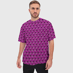 Футболка оверсайз мужская Розовые и чёрные треугольники, цвет: 3D-принт — фото 2