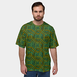 Футболка оверсайз мужская Салатовый витражный паттерн, цвет: 3D-принт — фото 2