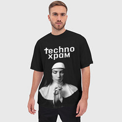 Футболка оверсайз мужская Techno храм монашка в молитве, цвет: 3D-принт — фото 2