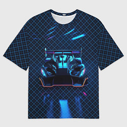 Футболка оверсайз мужская Неоновый болид, цвет: 3D-принт