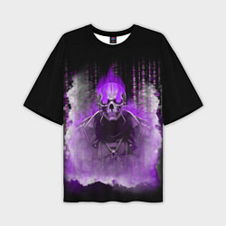 Мужская футболка оверсайз Фиолетовый скелет в дыму