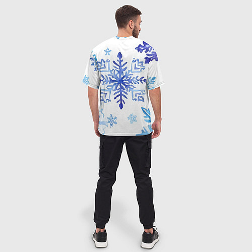 Мужская футболка оверсайз Снежинки падают / 3D-принт – фото 4