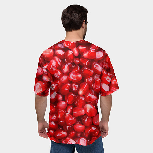 Мужская футболка оверсайз Спелые зёрна граната / 3D-принт – фото 4