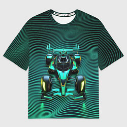 Футболка оверсайз мужская Болид на неоновых волнах, цвет: 3D-принт