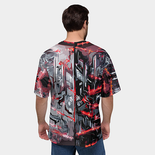 Мужская футболка оверсайз Адский доспех в царапинах / 3D-принт – фото 4