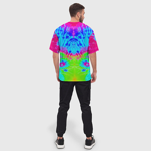 Мужская футболка оверсайз Tie-Dye abstraction / 3D-принт – фото 4