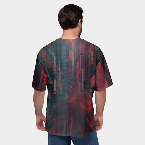 Мужская футболка оверсайз Спорткар на темной улице / 3D-принт – фото 4